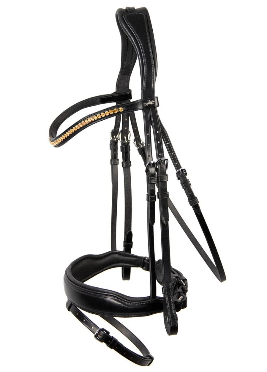 Schockemohle Stanton Select Flash Bridle - Black/Orange 4 Schockemohle Stanton Select Flash Bridle - Black/Orange - Image 2